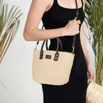 Chic Mini Straw Tote Bag - Handmade Eco-Friendly Purse