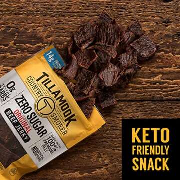 Tillamook Country Smoker Keto Friendly Zero Sugar Beef Jerky, Original, 2.2 Ounce (Pack of 4)