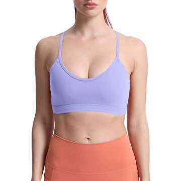 Aoxjox Women's Workout Y Sports Bras Fitness Backless Padded Trainning Active Gym Bra Yoga Crop Tank...