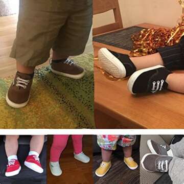 RVROVIC Baby Boys Girls Shoes Canvas Toddler Sneakers Anti-Slip Infant First Walkers 12Color (13cm (12-18months), White)