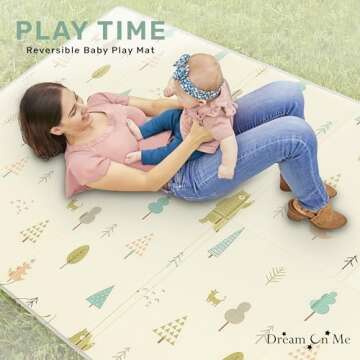 Dream On Me Play Time Reversible Baby Playmat, Foldable Extra Large Thick Foam Crawling Playmats for Toddlers, Waterproof Portable Playmat for Babies