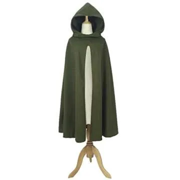 futurino Women Gothic Hooded Open Front Poncho Cape Coat Outwear Jacket Cloak Olive M