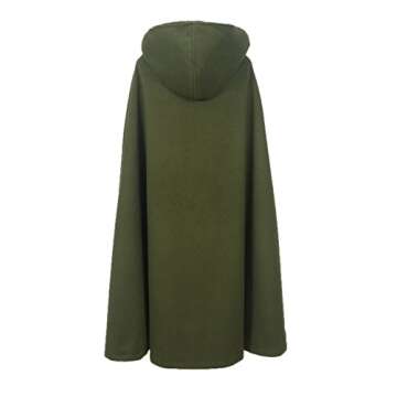 futurino Women Gothic Hooded Open Front Poncho Cape Coat Outwear Jacket Cloak Olive M