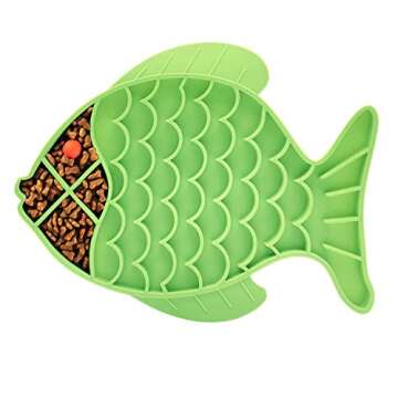 DLDER Cat Lick Treat Mat, 2 Pack Fish-Shaped Puzzle Feeder for Cats & Dogs, Anxiety Relief, Fun Alte...