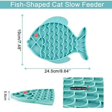 DLDER Cat Lick Treat Mat, 2 Pack Fish-Shaped Puzzle Feeder for Cats & Dogs, Anxiety Relief, Fun Alternative to Slow Feeder (Blue and Green)