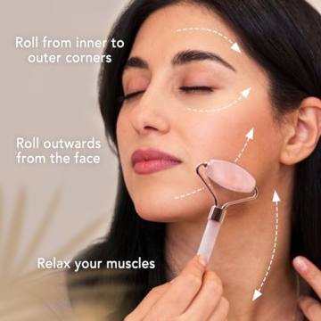 Huefull Rose Quartz Face Roller & Gua Sha Set for Self-Care