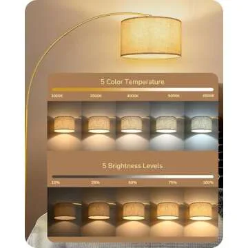 Elegant Gold Arched Floor Lamp with Remote Control