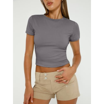 Trendy Queen Y2K Crop Top Soft Stretchy Summer Tee