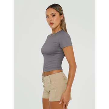 Trendy Queen Y2K Crop Top Soft Stretchy Summer Tee