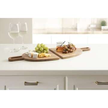Kate and Laurel Staven Transitional Two-Piece Serving Boards Set, 14 x 10, Set of 2, Natural Wood, Modern Food-Safe Charcuterie Boards from Solid Mango Wood for Use as Kitchen Countertop Décor