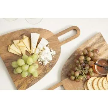 Kate and Laurel Staven Transitional Two-Piece Serving Boards Set, 14 x 10, Set of 2, Natural Wood, Modern Food-Safe Charcuterie Boards from Solid Mango Wood for Use as Kitchen Countertop Décor