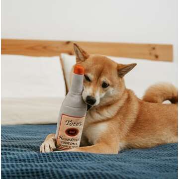 Nestpark Toto's Plush Squeaky Crinkle Dog Toy - Funny Gifts for Medium, Small and Large Dogs - Cute Stuffed Toys for Dog Birthdays