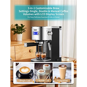 Gevi Espresso Machine 20 Bar Fast Heating with Milk Frother