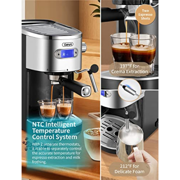 Gevi Espresso Machine 20 Bar Fast Heating with Milk Frother