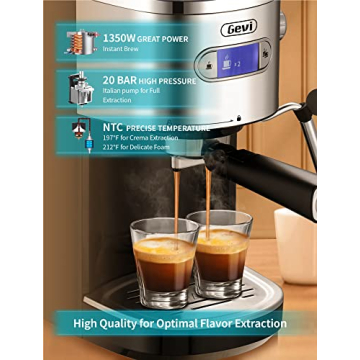 Gevi Espresso Machine 20 Bar Fast Heating with Milk Frother