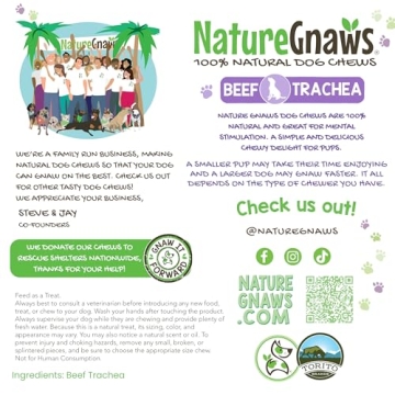 Nature Gnaws Beef Trachea Chews for Dogs Natural & Crunchy