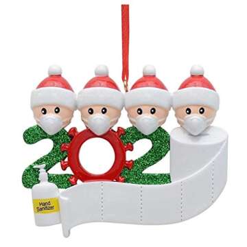Personalized Quarantine Family 2020 Christmas Ornament Family Members of 4 Gifts for Grandkids Co-Wo...
