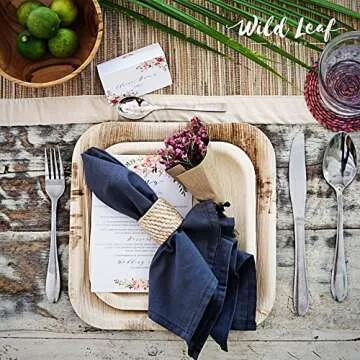 Wild Leaf Tableware 10 Inch Palm Leaf Plates - 25 Pack - Sturdy and Eco-Friendly Bamboo Plates Dispo...