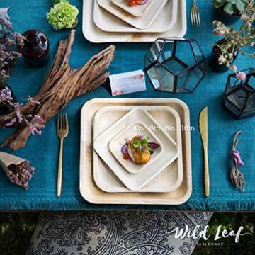 Wild Leaf Tableware 10 Inch Palm Leaf Plates - 25 Pack - Sturdy and Eco-Friendly Bamboo Plates Disposable, Disposable Plastic and Paper Plates for Party