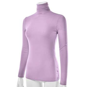 EIMIN Women's Turtleneck Long Sleeve Versatile Trendy Fashionable Slim Fit Pullover T-Shirts Top Lil...