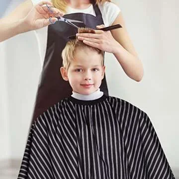 YELEGAI Professional Hair Cutting Cape with Neck Duster Brush, Large Size Salon Hairdresser Cape for Men, Women and Kids(Black With White Stripes)