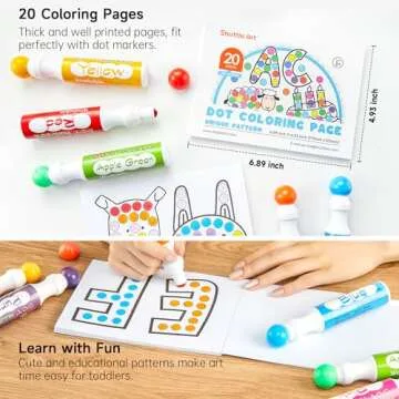Shuttle Art Dot Markers, 14 Colors Bingo Daubers with 20 Unique Patterns of Dot Book for Toddler Art Activities, Non-Toxic Washable Coloring Markers for Preschool Kids Learning