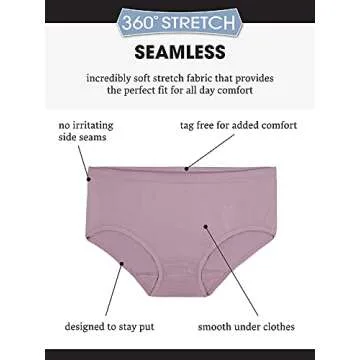 Fruit Of The Loom Womens No Show Seamless Underwear, Amazing Stretch & Panty Lines, Available Plus Size Bikini, Nylon - Bikini - 6 Pack - Colors May Vary, 8 US