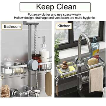SIMCAS Sponge Holder for Kitchen Sink - Stainless Steel Organizer