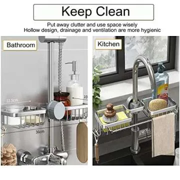 SIMCAS Sponge Holder for Kitchen Sink - Stainless Steel Organizer
