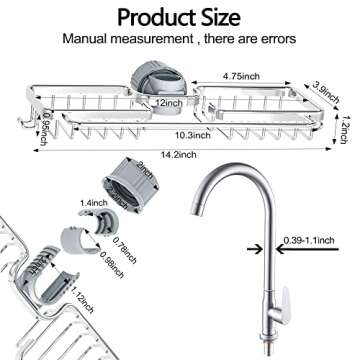 SIMCAS Sponge Holder for Kitchen Sink - Stainless Steel Organizer