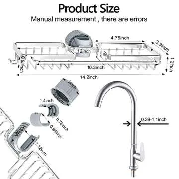 SIMCAS Sponge Holder for Kitchen Sink - Stainless Steel Organizer