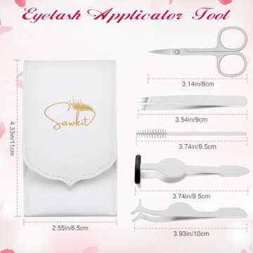 Eyelash Applicator Tool – 5-in-1 Lash Applicator Tool Set with Eyelash Extension Tweezers, Scissor...