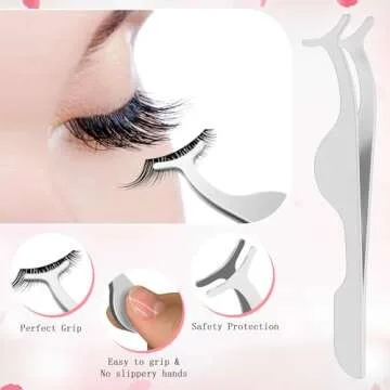 Eyelash Applicator Tool – 5-in-1 Lash Applicator Tool Set with Eyelash Extension Tweezers, Scissors, Brush – Professional Eye Lash Applicator Tools for DIY Eyelash Extensions, Cluster Lashes