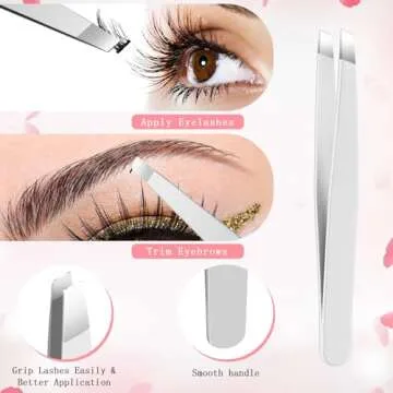 Eyelash Applicator Tool – 5-in-1 Lash Applicator Tool Set with Eyelash Extension Tweezers, Scissors, Brush – Professional Eye Lash Applicator Tools for DIY Eyelash Extensions, Cluster Lashes