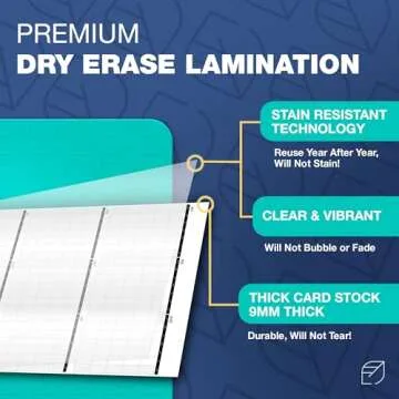 Wall Calendar Dry Erase, 24" x 39" - Undated, Yearly, Reusable - 2025 Year Calendar for Home, Classroom & Office, Includes Markers, Eraser & Accessories