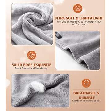 Soft & Absorbent POPCHOSE Microfiber Hair Towel Wraps - 3 Pack