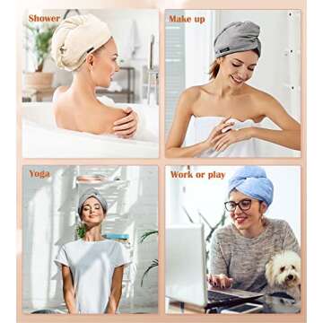 Soft & Absorbent POPCHOSE Microfiber Hair Towel Wraps - 3 Pack