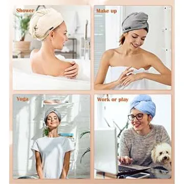 Soft & Absorbent POPCHOSE Microfiber Hair Towel Wraps - 3 Pack