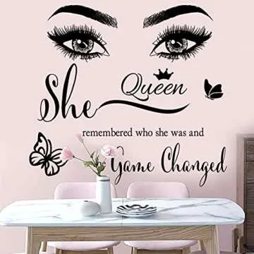 Inspirational Wall Sticker Pretty Eyelashes Eyes Wall Decals Motivational Word Letter Decal Wall Art...