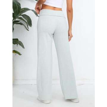 HeSaYep Wide Leg Sweatpants for Women Trendy 2025 Workout Lounge Pants Fold Over Low Rise Yoga Pants...