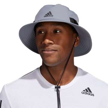 adidas Men's Victory Bucket Hat Outdoors and Sideline Wide Brim Style for Sun Protection, Grey/Black/4.0, Large-X-Large