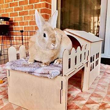 TOKIHUT Wooden Rabbit House Hideout for Happy Bunnies