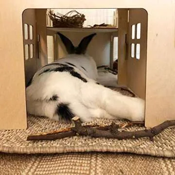 TOKIHUT Wooden Rabbit House Hideout for Happy Bunnies