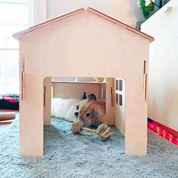 TOKIHUT Wooden Rabbit House Hideout for Happy Bunnies