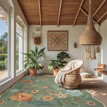 Lahome Floral 9x12 Soft Washable Non-Slip Area Rug