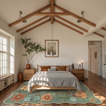 Lahome Floral 9x12 Soft Washable Non-Slip Area Rug