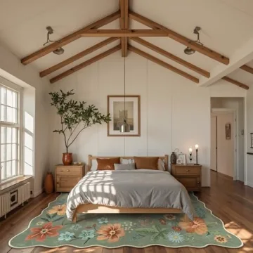 Lahome Floral 9x12 Soft Washable Non-Slip Area Rug