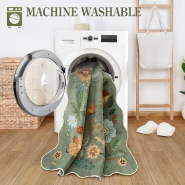 Lahome Floral 9x12 Soft Washable Non-Slip Area Rug