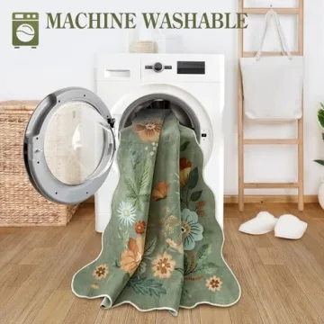 Lahome Floral 9x12 Soft Washable Non-Slip Area Rug