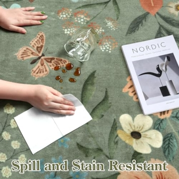 Lahome Floral 9x12 Soft Washable Non-Slip Area Rug